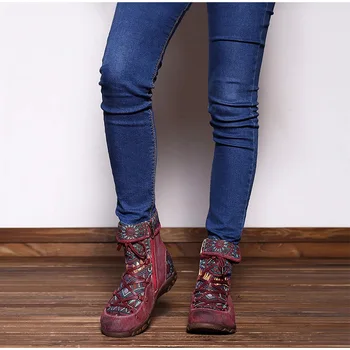Дамски дамски ретро Бохемски стил ботильоны с цип къси ботуши обувки, Ежедневни обувки дамски зимни ботуши Botas mujer invierno 2020