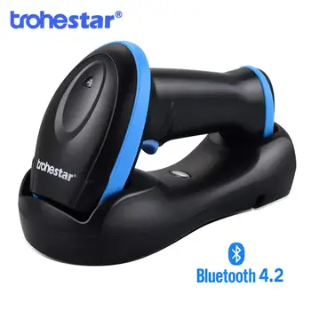Bluetooth Баркод Скенер USB Cradle Bluetooth 2.4 GHz Wireless Portable 1D Баркод Четец Скенер за Windows, Mac и Android и iOS