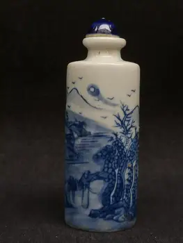 YIZHU CULTUER ART Collection китайски стария синьо-бял порцелан пейзаж фигура нюхательная бутилка подарък