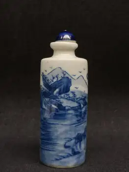 YIZHU CULTUER ART Collection китайски стария синьо-бял порцелан пейзаж фигура нюхательная бутилка подарък