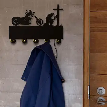 Кристиан колоездач се моли на кръста мотоциклети led осветен дървен стенен монтаж кука за ключове закачалка моторист моторист кърпа притежателя