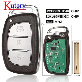 Kutery 3 бутон 434 Mhz FSK Smart Remote Control Key за Hyundai IX35 PCF7953 Hitag2 ID46 Verna Elantra 7952 чип