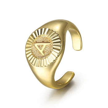 Нов луксозен злато първоначално от А до я писмо пръстени за жени, Момичета азбука запечата името на буци отвори пръстен, сватбени бижута на едро GR67