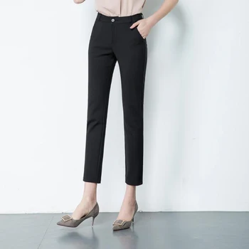 Офис Дама тънък твърди глезена-дължина на панталони за жени на високо качество на работа молив панталони женски 10 Цвят елегантен тесен панталон