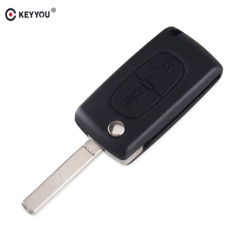 KEYYOU 10X флип ключ на автомобила калъф за Peugeot 306 407 807 ключодържател 2 бутона сгъваем дистанционно управление на Shell с VA2 / HU83 острието CE0523 / CE0536