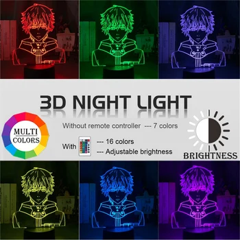 Светлината на настолна USB лампа аниме сега лека нощ деца лампа Токио Гюл Кен Канеки лицето LED атмосфера за децата нощни декор