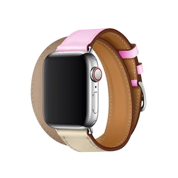 Най-новият единична обиколка на каишка за часовник Apple Watch Серия 4 40-44 мм Кожена каишка за часовник Apple iWatch Series 2 3 Гривна на китката