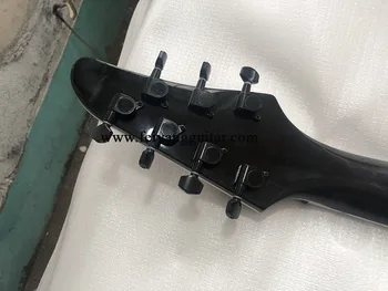 Висококачествена 7-струнен електрическа китара, китара със специална форма, черен арлекин модел кленов фурнир, задната струна, пощенски разходи