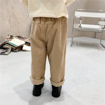Есен корейски стил момчетата свободни от рипсено кадифе, ежедневни панталони 2020 нов плътен цвят на децата меки панталони облекло