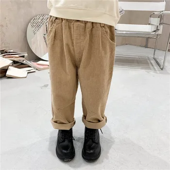 Есен корейски стил момчетата свободни от рипсено кадифе, ежедневни панталони 2020 нов плътен цвят на децата меки панталони облекло