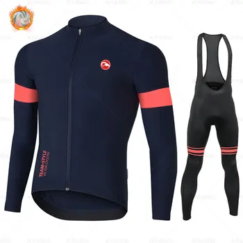 2020 зима руно Pro Колоездене Джърси набор от Mountian велосипед облекло да се носят Ropa Ciclismo състезателен велосипед облекло Колоездене набор от STRAVA