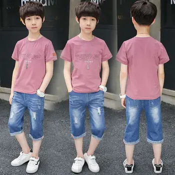 Горещото лято 2 елемента костюми Baby Boy Clothing Set Letter Style тениска + шорти дрехи за деца 4 5 6 7 8 9 10 11 12 13 години