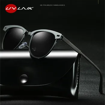 UVLAIK марка мъжки слънчеви очила polarized UV400 слънчеви очила за шофиране метал половина на рамка за очила