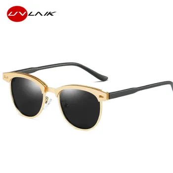 UVLAIK марка мъжки слънчеви очила polarized UV400 слънчеви очила за шофиране метал половина на рамка за очила