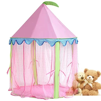 Розова детска палатка вигвам преносим замък на принцеси за момичета голям детски игри къща вигвам момиче малки къщички Tipi Коледен подарък