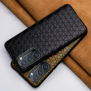 Калъф за телефон от естествена кожа OPPO Reno 4 3 R17 R15 Pro Find X2 Lite 5G луксозна натурална воловья кожа триъгълна текстурата на задния капак
