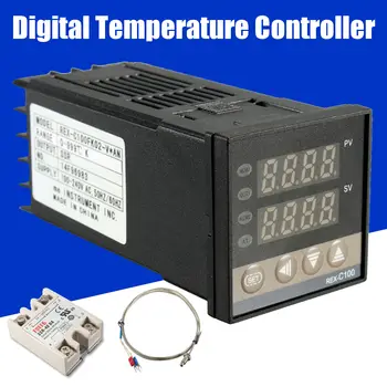 Нов цифров 110-240 v PID REX-C100 регулатор на температурата + 40A SSR + K термопара