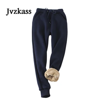 Jvzkass зима Нов агне кашмир удебеляване плюс кадифе спортни панталони Дамски панталони панталони ежедневните свободни тънки зреещи Z282