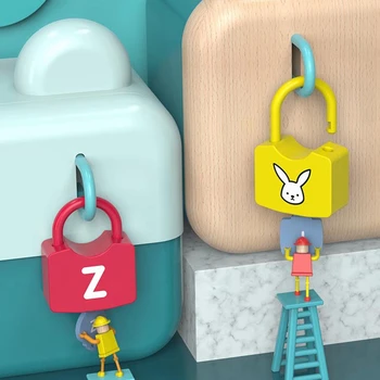Младенческие ранните образователни обучителни брави, ключове и ключалки подходящи играчки буквено цифрови разблокировочные играчки