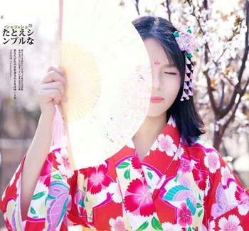 Сакура Цумами дзайку канзаши Родословни звънец пискюл шнола за коса японската гейша кимоно юката аксесоар ръчно изработени бижута cosplay