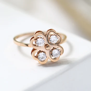 ЮН RUO 2018 нова мода отточна тръба на шарнирна връзка цвете розово злато пръстени цвят жените подарък партия титан стоманени бижута най-високо качество не изчезват