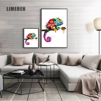 No Frame Wall Art Картина Маслени Бои На Платно Animal Print For Living Room Home Decor Abstract Хамелеон L005