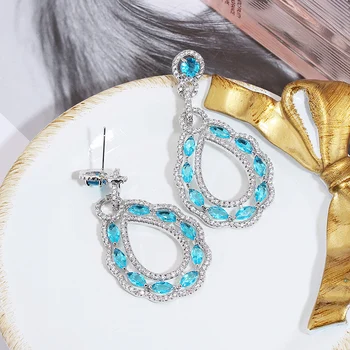 Много момиче геометрия обеци елегантна дама CZ цирконий обеци за сватба, подарък за 2019 г.