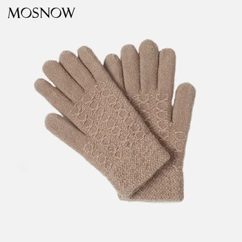 Жените възли ръкавици зимни дамски ръкавици 2020 нови дами концентрирана топли вълнени твърди ръкавици есен женски зайци кожа мека Варежка