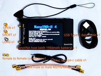 Оригинален Hugen NanoVNA-H4 H 4inch/2.8-инчов LCD/VNA вектор мрежов анализатор HF VHF UHF антена анализатор + калъф+ кутия + батерия