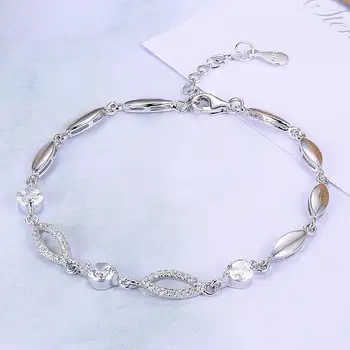 SILVERHOO минималистичен стерлинги сребърни гривни за жени искрящ Циркон гривна-верига сребро 925 бижута романтичен сватбен подарък