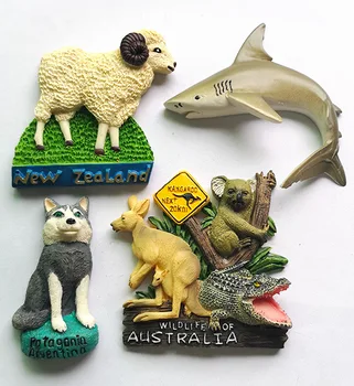 Австралия, Нова Зеландия, Аржентина животно Bradypod кенгуру акула туризъм незабравимо 3D смола хладилник Магнит за спомен
