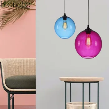 Модерни витражи висящи осветителни тела, цветни окачен таван лампа за кухня с трапезария и промишлени осветителни тела за дома