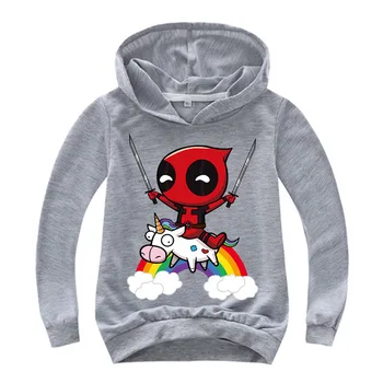 Детски Тениски Baby Boy Girl Hoody Комикс На Marvel Deadpool Rainbow Unicorn Print Kid Hoodies Clothing Top Tee Costume