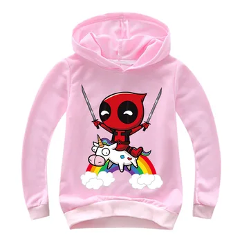 Детски Тениски Baby Boy Girl Hoody Комикс На Marvel Deadpool Rainbow Unicorn Print Kid Hoodies Clothing Top Tee Costume