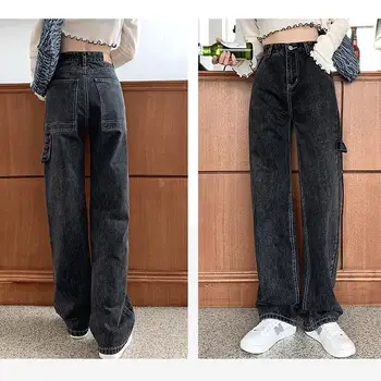 ZHISILAO прави дънки с висока талия на жената плюс размера на ретро гадже на мама широки дънкови панталони, дънки луксозни дънки Harajuku 2021