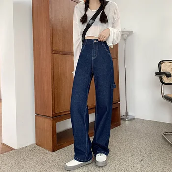 ZHISILAO прави дънки с висока талия на жената плюс размера на ретро гадже на мама широки дънкови панталони, дънки луксозни дънки Harajuku 2021