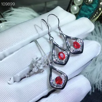 KJJEAXCMY boutique jewels 925 Pure silver inlay natural snow crystal yellow crystal женски пръстен + колие + висулка набор от инкрустаций