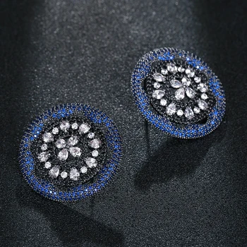 ГАОЛА мода Бохемия стил на кубичен цирконий Crystal кръглата форма на обеци розово жените син цвят обеци, Модни бижута
