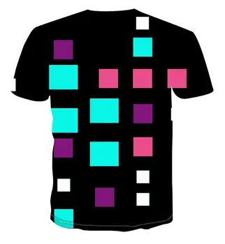 Мода новобранец 3D тениска цвят триизмерна квадратна тениска личност pattern printed тениска с къс ръкав лятна тениска