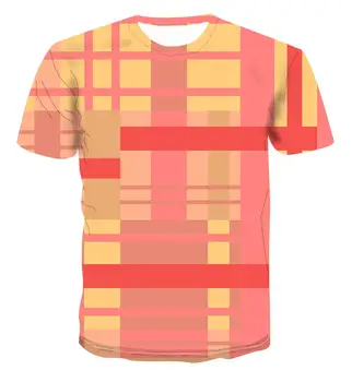 Мода новобранец 3D тениска цвят триизмерна квадратна тениска личност pattern printed тениска с къс ръкав лятна тениска