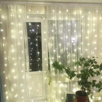 2x2/3x2/6x3M завеса LED icicle струнен светлина Коледна Фея LED венец външни светлини за дома сватба градина украса