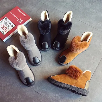 2020 дамска мода зима естествена мека кожа обувки за ски дамски модни високо качество на Flock кожа женски глезена топли ботуши