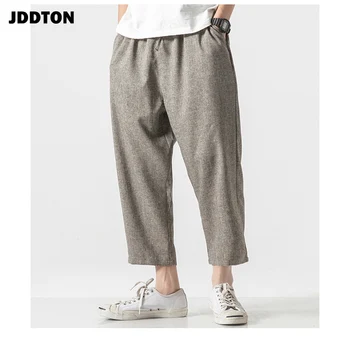 JDDTON мъжки памук спално бельо, ежедневни прави панталони за джогинг национален стил традиционна японска градинска облекло свободни зреещи JE045