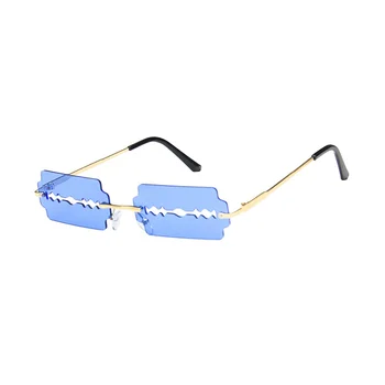 Cat Eye слънчеви очила Жени 2020 модни слънчеви очила без рамки нюанси уникален кух правоъгълник пънк слънчеви очила мъжки очила с UV400