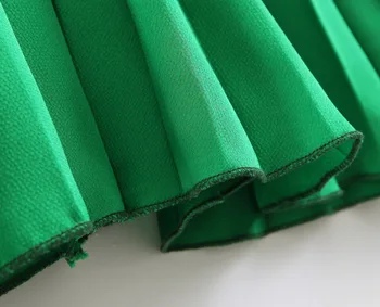 Жените Плътен Зелен Нагънат Миди Полата Faldas Mujer Страна Светкавица Fly Дизайн Женски Стилни Ежедневни Облекла Линия Поли