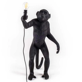 Модерен E27 LED таван висящи лампи маймуна лампа конопеното въже Nordic окачен лампа осветление изкуство реплика смола окачен лампа Лампа