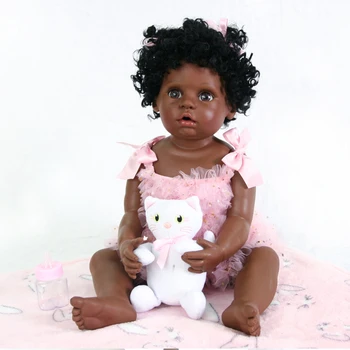ръчно изработени от черна кожа пълен Силикон реалистичен малко дете Baby Bonecas момиче kid bebe е преродения menina de silicone 50 см играчки