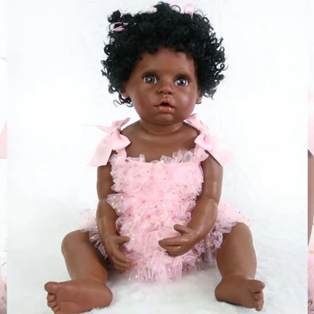ръчно изработени от черна кожа пълен Силикон реалистичен малко дете Baby Bonecas момиче kid bebe е преродения menina de silicone 50 см играчки