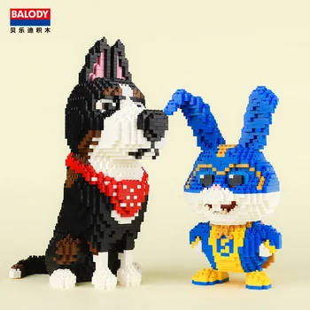 Balody Mini Blocks Dog Model Small Bricks Dachshund Toy Пет Assembly Brinquedos Rabbit Kids Gifts Toys for Children 16124