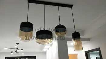 Модерен led вътрешен интериор стъклена окачена лампа тоалетна кухня изкуство окачен лампа nordic трапезария светлини черно стъкло лампа